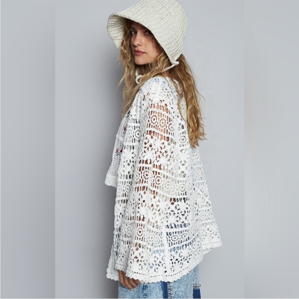 NWOT POL White Crochet Cardigan - Picture 4 of 4